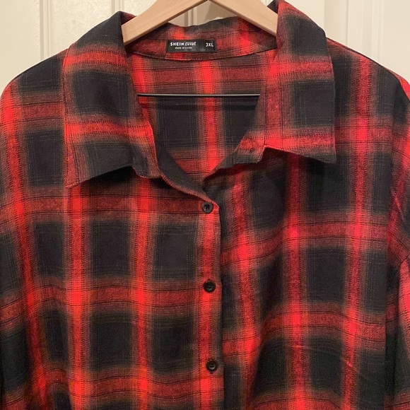 Red and Black Oversized Flannel from Shein 3X - Picture 6 of 10